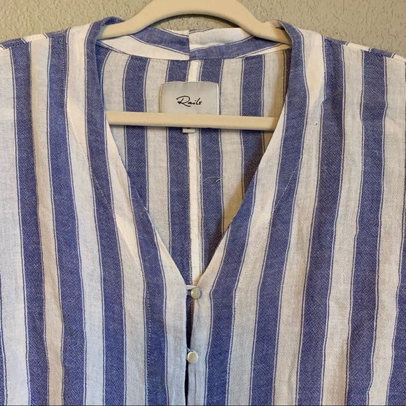 Rails Thea Pacifica Stripe Cropped Button Down Blouse - Revolve - Picture 5 of 10